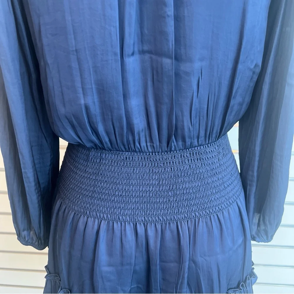 Current Air - Navy Satin Tiered Mini Dressy Dress - Picture 7 of 16